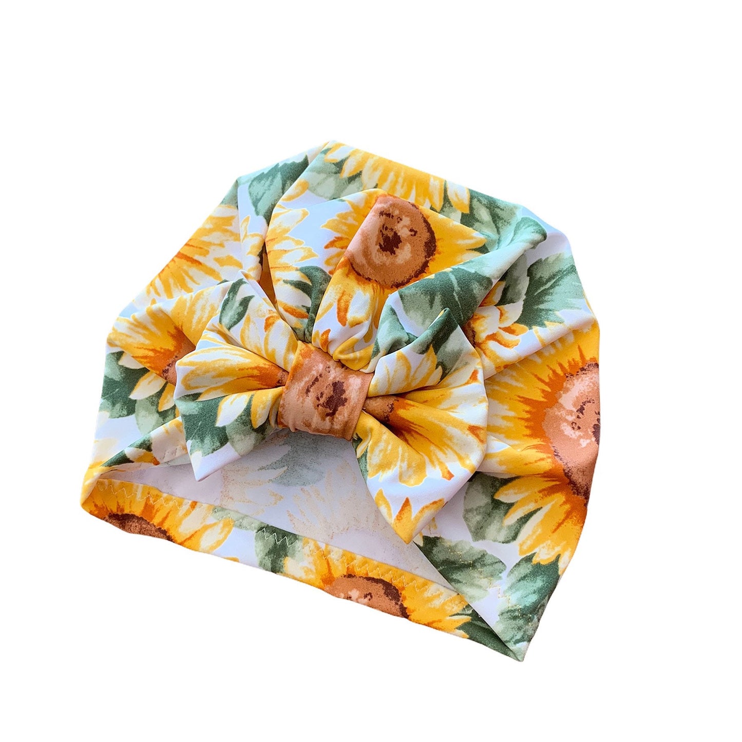 Baby Swim Turban Hat | Sunflower Girl Swim Cap | Floral Swim Headwrap for Newborn & Toddler