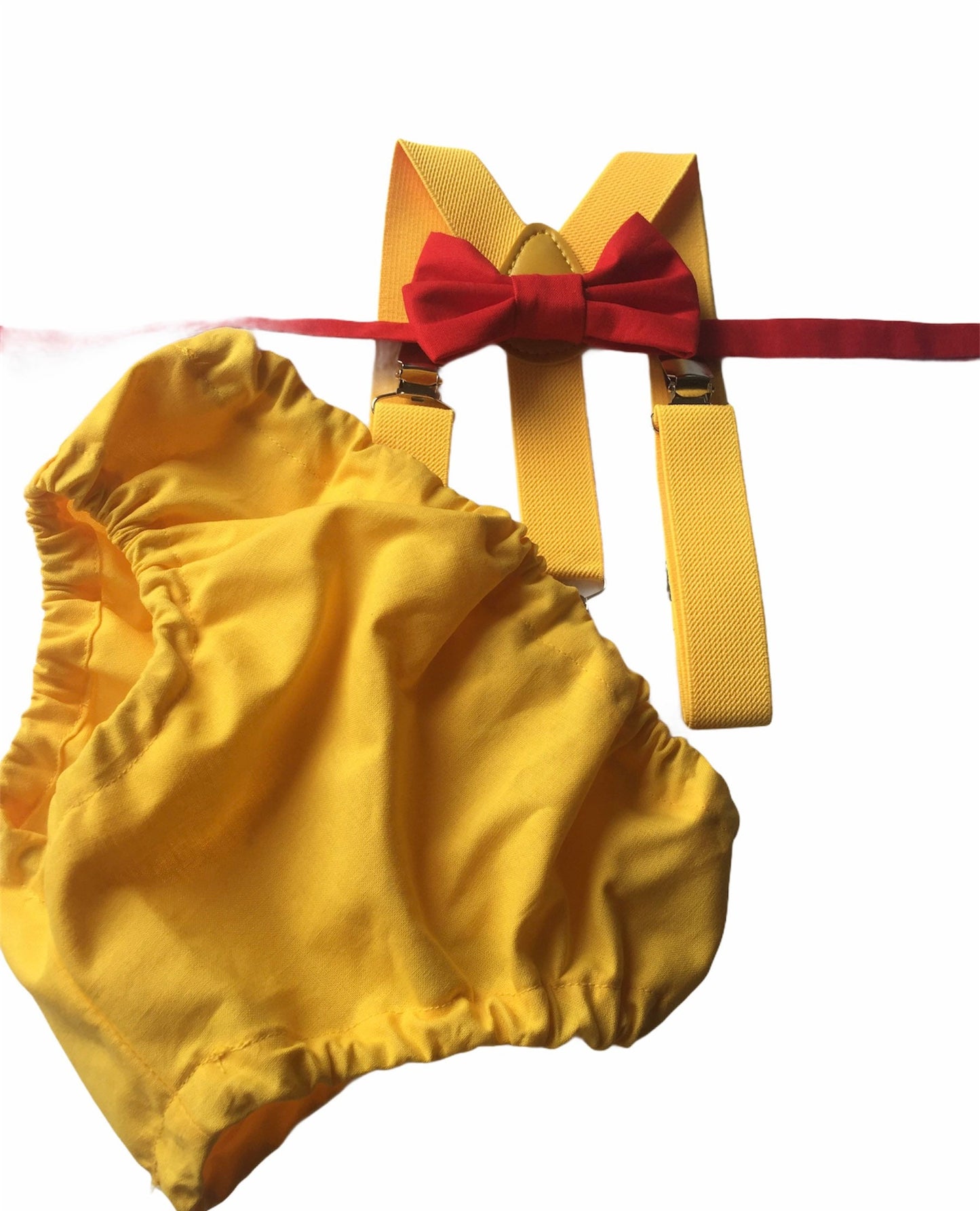 Baby Boy Yellow Cake Smash Outfit -- Baby Boy First Birthday Outfit Yellow and Red