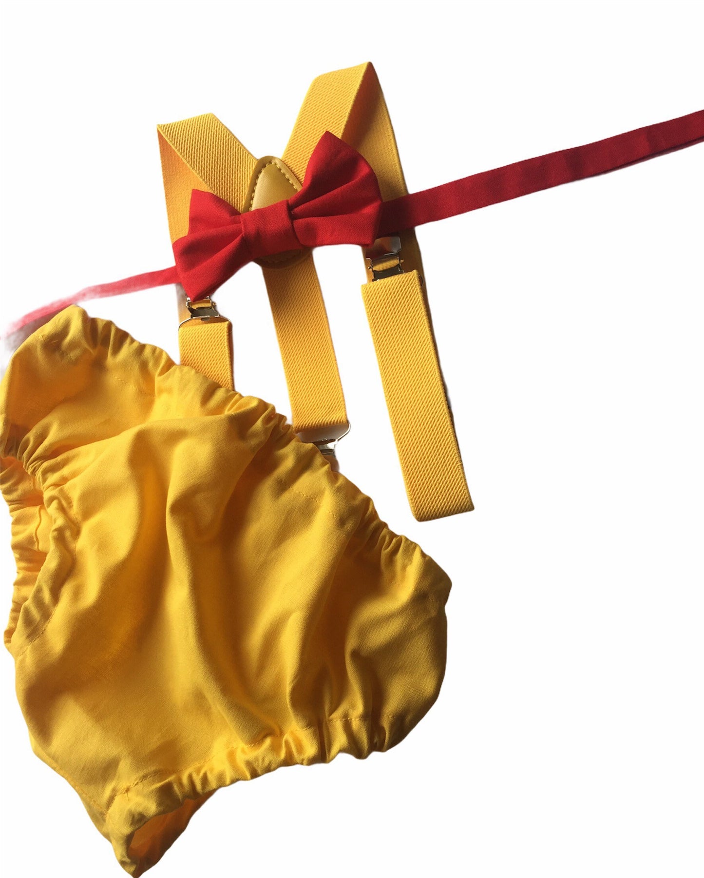 Baby Boy Yellow Cake Smash Outfit -- Baby Boy First Birthday Outfit Yellow and Red