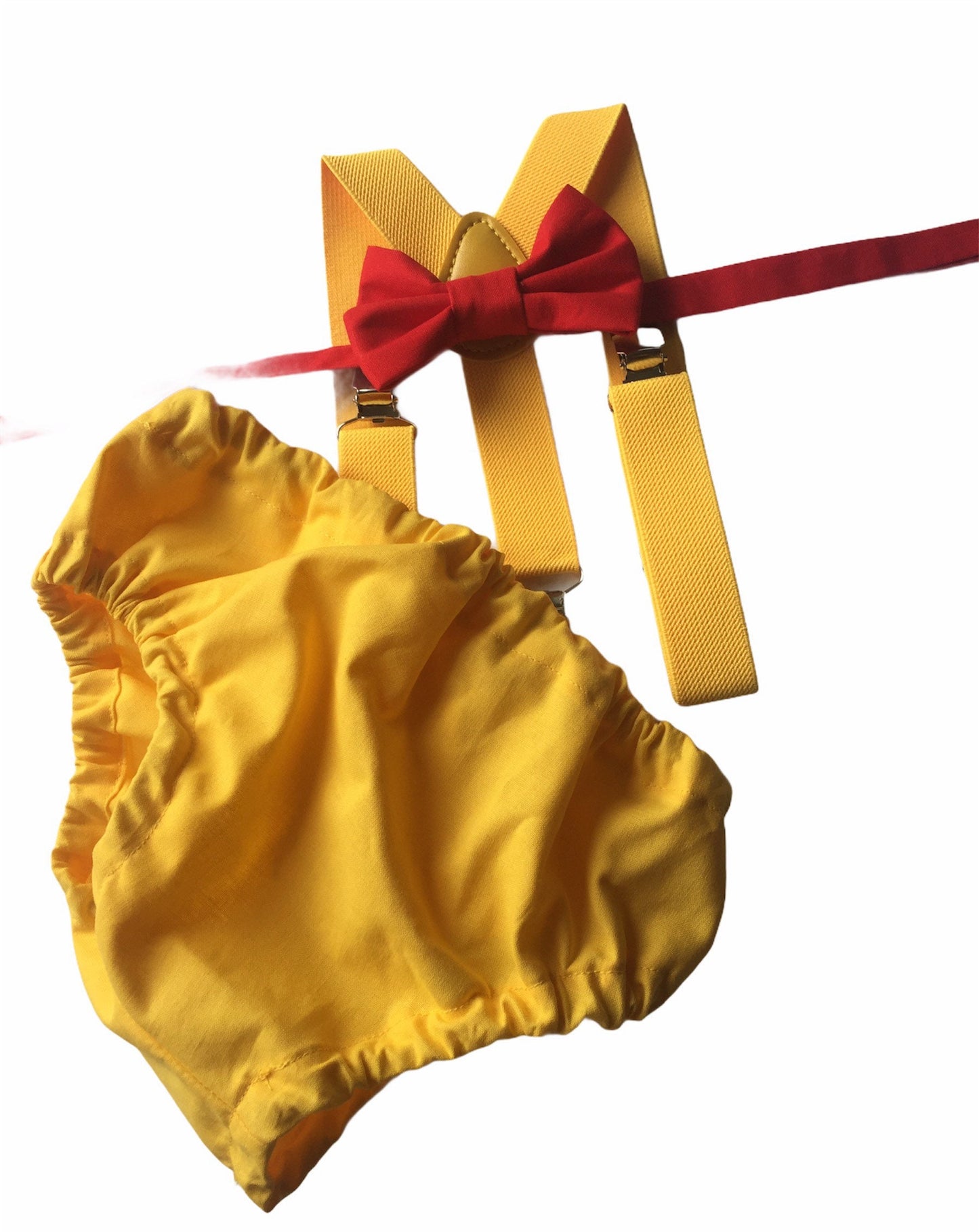 Baby Boy Yellow Cake Smash Outfit -- Baby Boy First Birthday Outfit Yellow and Red