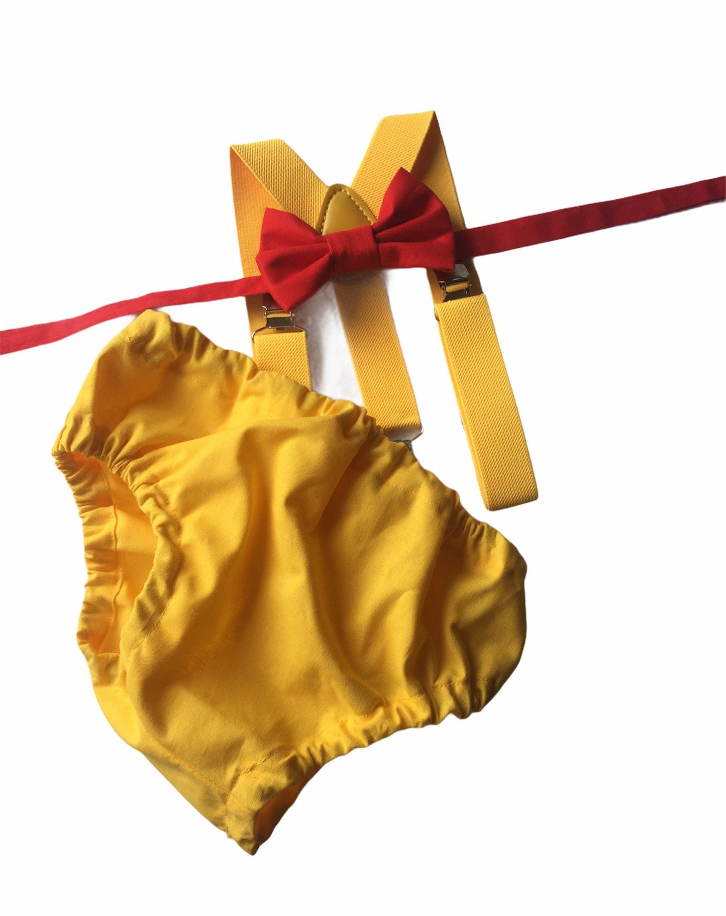 Baby Boy Yellow Cake Smash Outfit -- Baby Boy First Birthday Outfit Yellow and Red