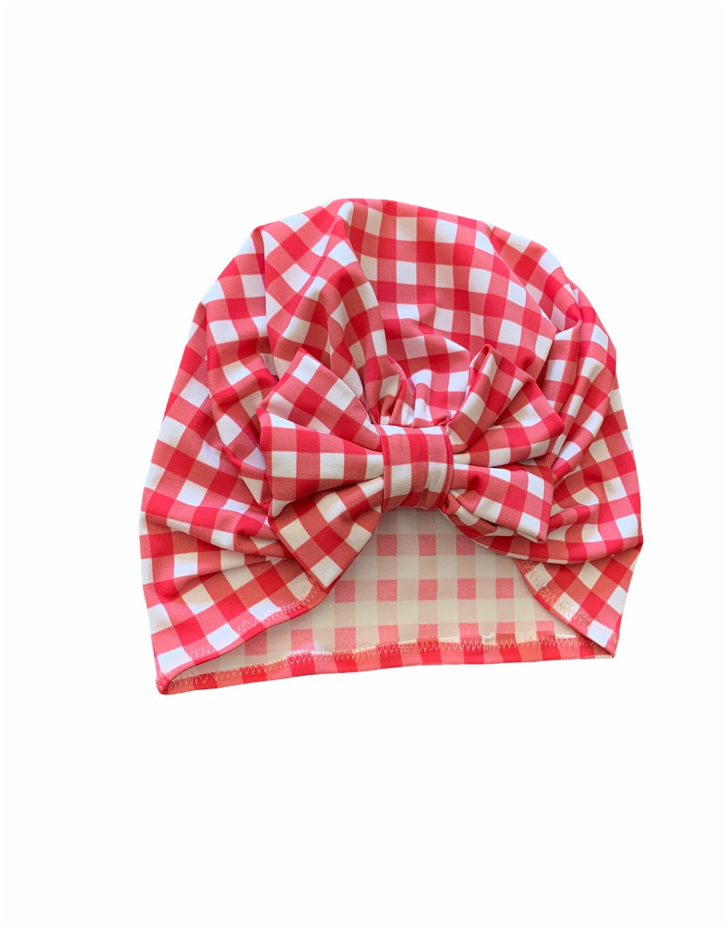 red plaid Baby and adult Swim Turban Hat