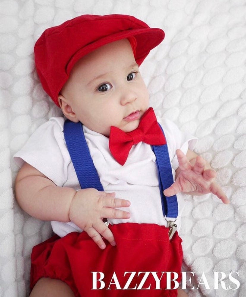 Red Flat Cap, Red Newsboy Hat, Birthday Boy Red Hat, Man Red Flat Cap Hat Gift, Christmas bow tie, red cap and bow tie, christams hat bowtie