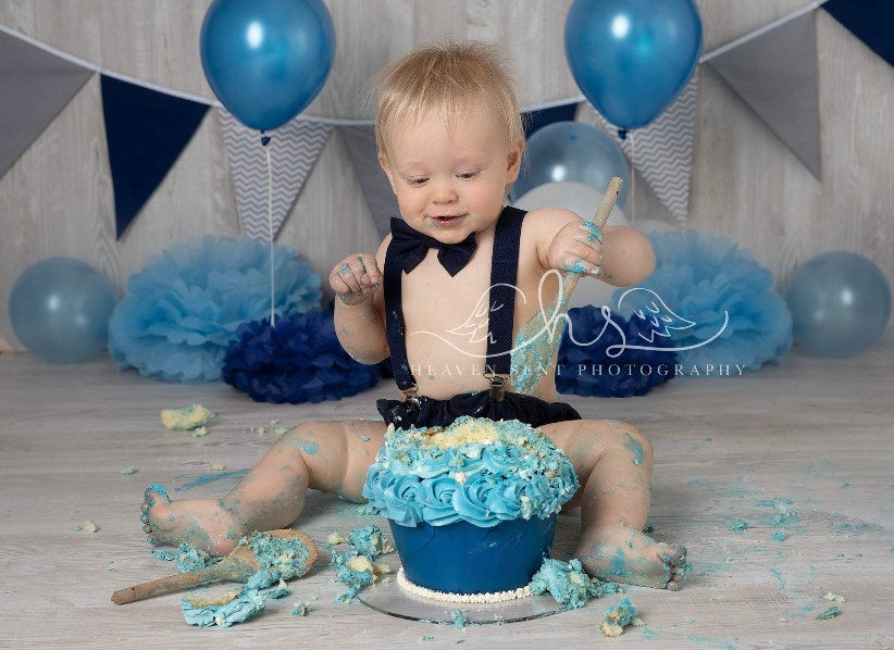 Cake Smash Boy First Birthday super soft navy cotton Diaper Cover,navy Suspenders, navy bow tie, Birthday Photoshoot