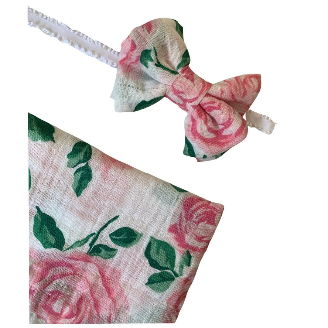 FLOWER BABY SWADDLE, organic cotton muslin swaddle, baby blanket, flower swaddle, muslin blanket, baby girl blanket, baby shower gift