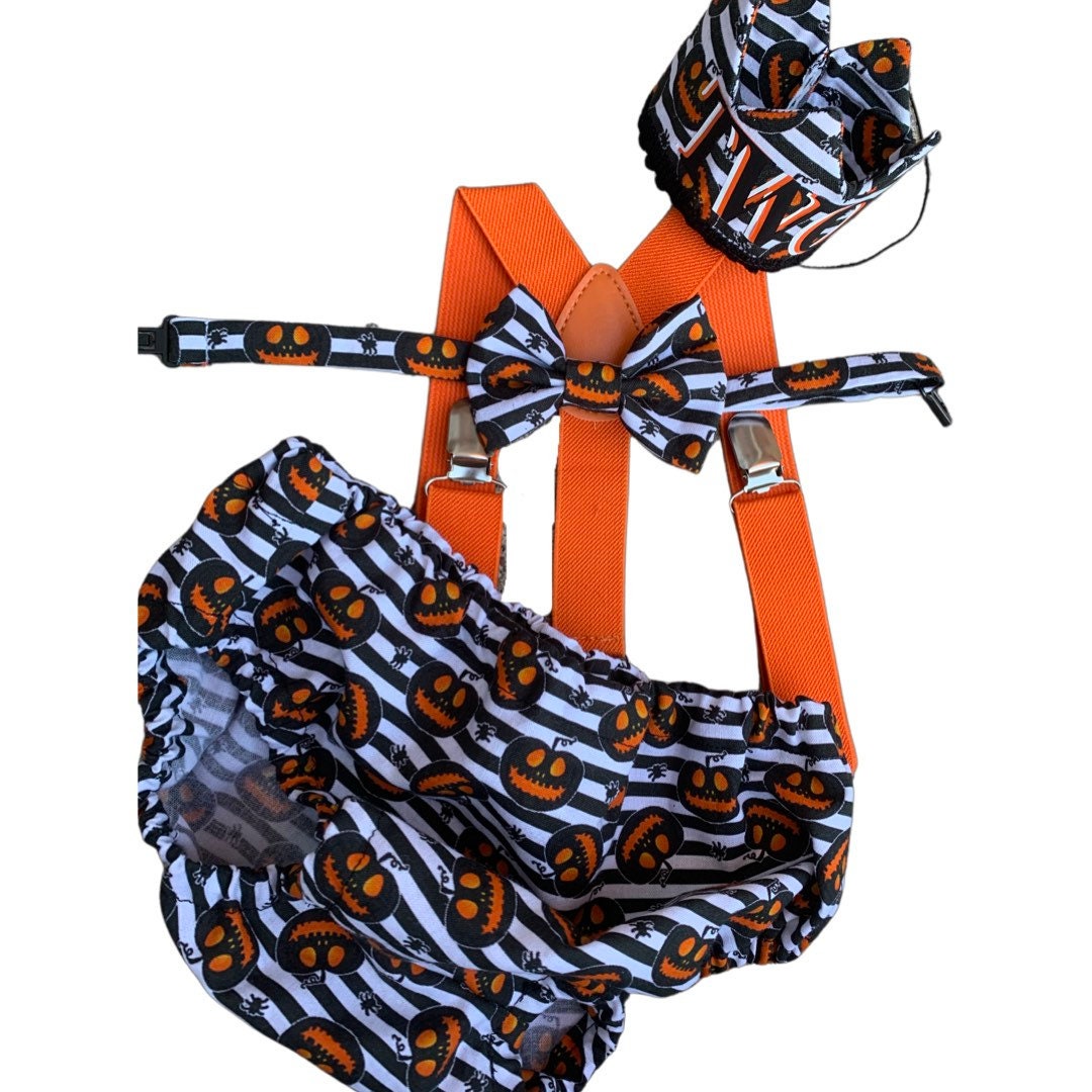1st Birthday boy cake smash Outfit Bow tie bloomers pumpkin halloween cake smash, boy outfit,bloomers,diaper cover, stripes cake smash,