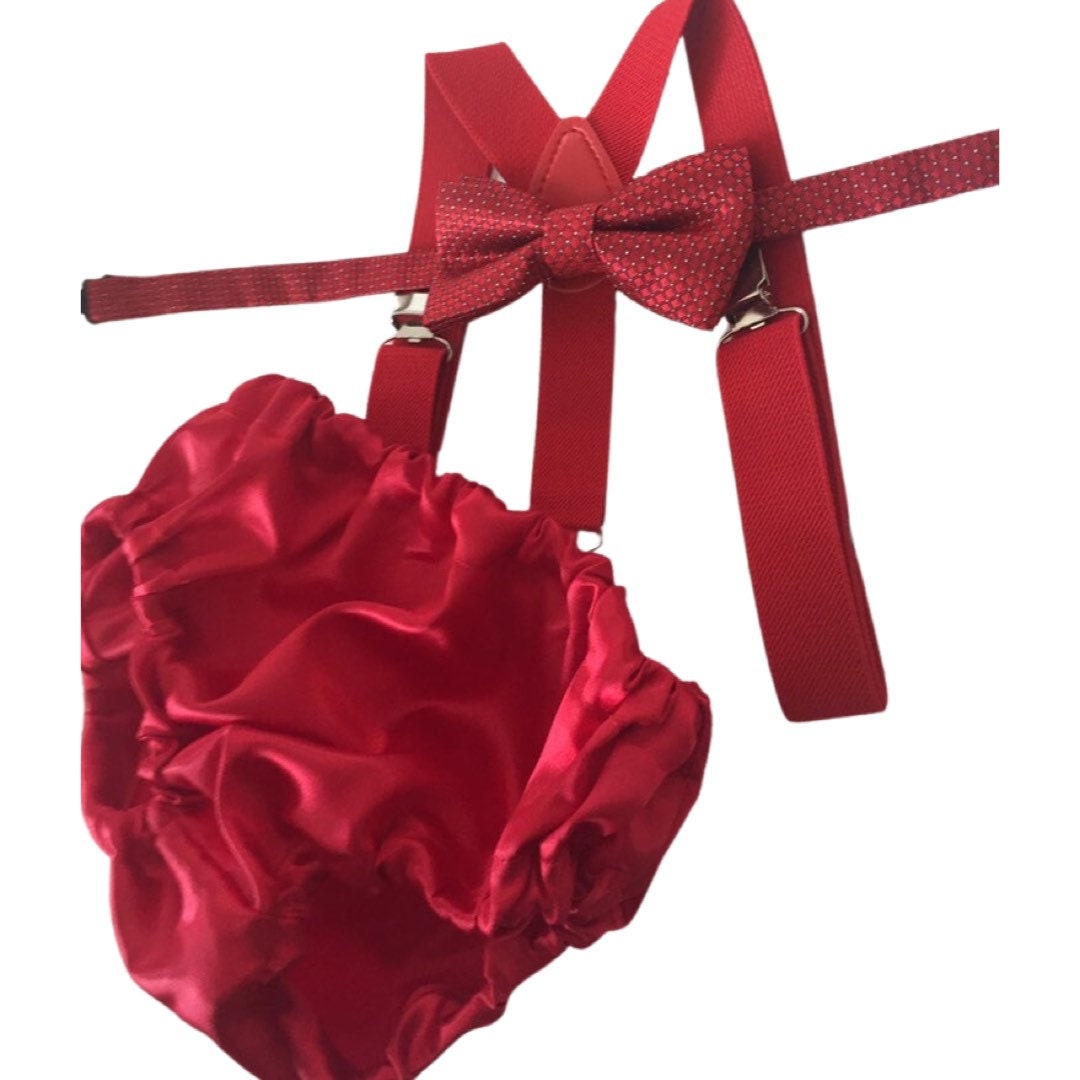 red cake smash outfit boy, red boys bow tie, red bow tie, smash cake outfit boy, red diaper cover bow tie, red baby bow tie, red suspenders