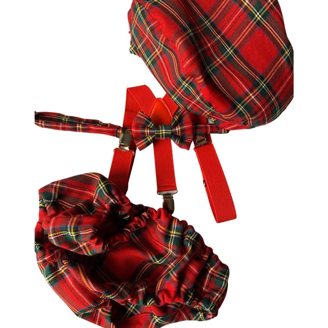 Cake Smash Outfit Boy Girl Buffalo Plaid Set or Buy the Piece Diaper Cover Bow Tie Suspenders Boys First 1st Birthday Tartan Photoshoot