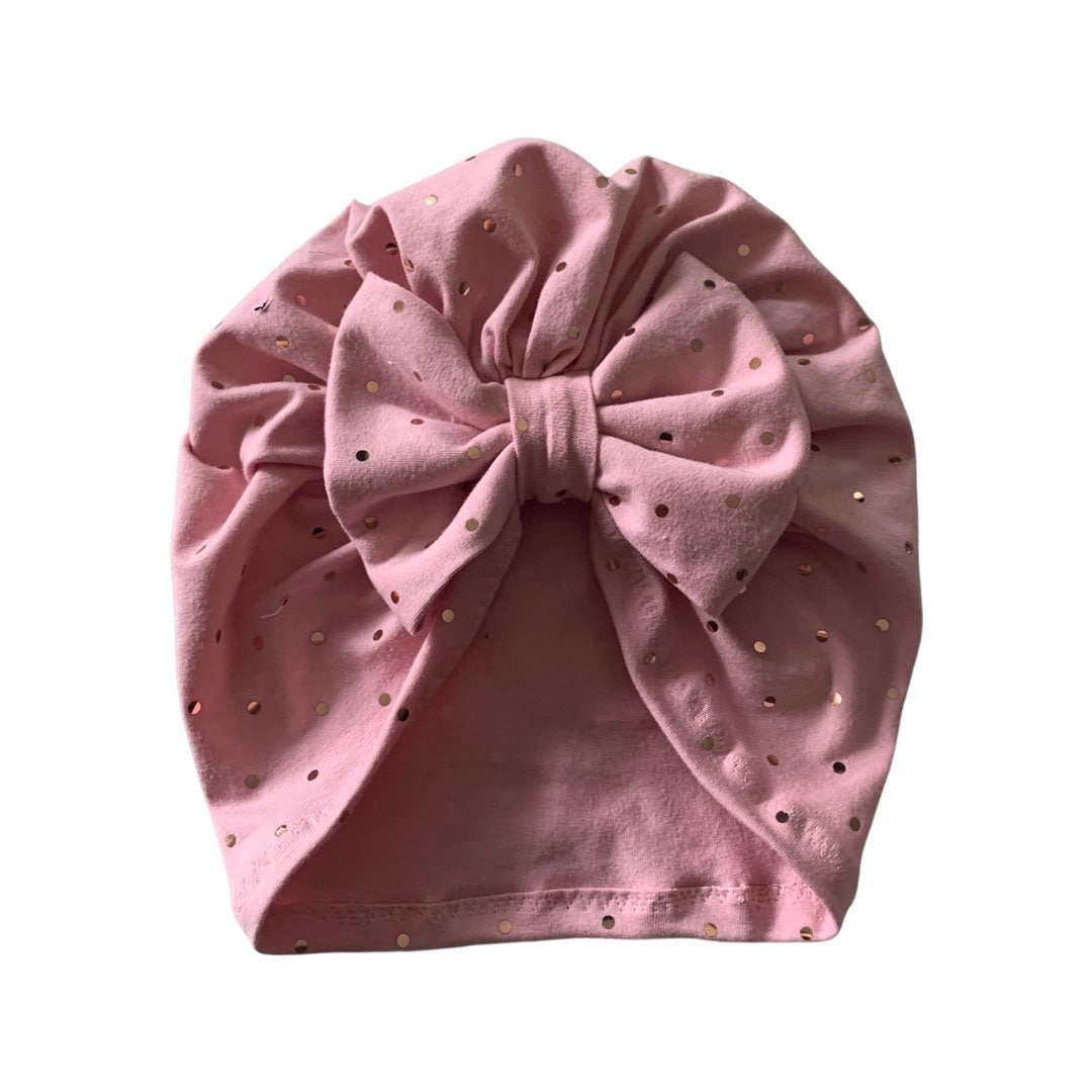 Pink Bow Turban Hat | Baby to Adult | Bow Headwrap