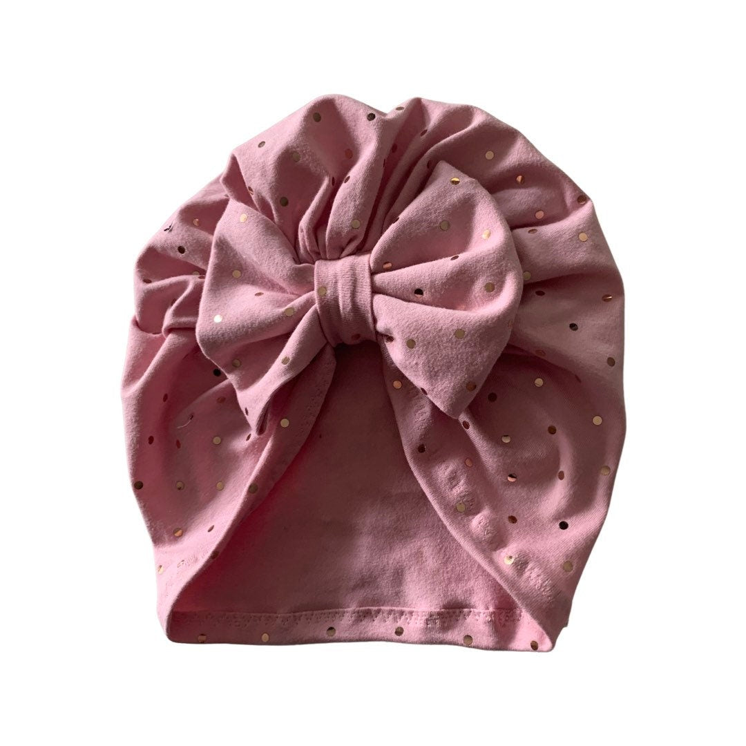 Pink Bow Turban Hat | Baby to Adult | Bow Headwrap
