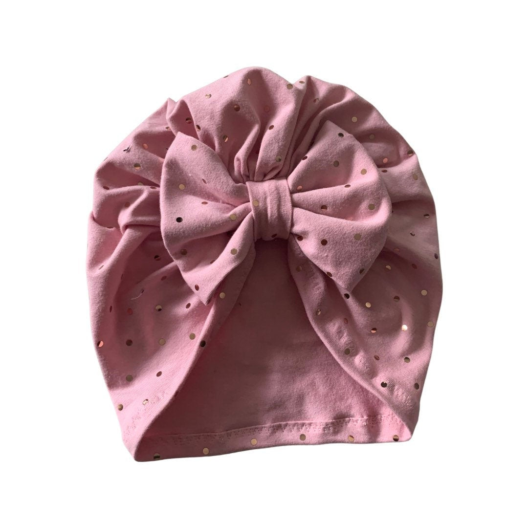 Pink Bow Turban Hat | Baby to Adult | Bow Headwrap
