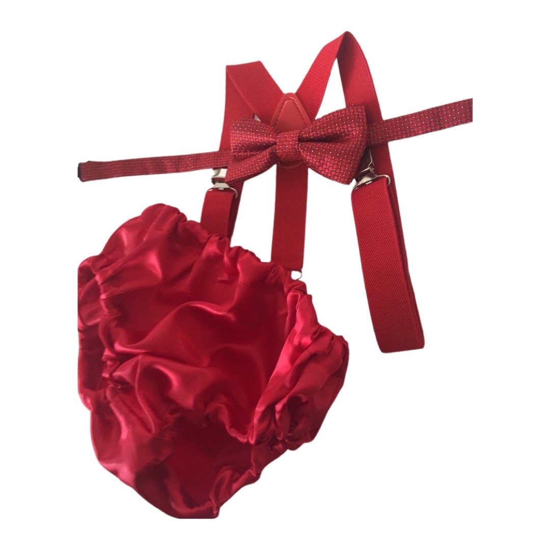 red cake smash outfit boy, red boys bow tie, red bow tie, smash cake outfit boy, red diaper cover bow tie, red baby bow tie, red suspenders