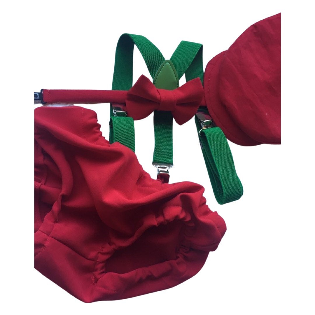red cake smash outfit boy, red boys bow tie, red bow tie, smash cake outfit boy, red diaper cover bow tie, red baby bow tie, red suspenders