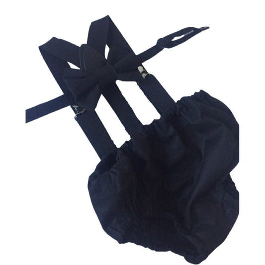 Cake Smash Boy First Birthday super soft black cotton Diaper Cover,black Suspenders,black bow tie, Birthday Photoshoot