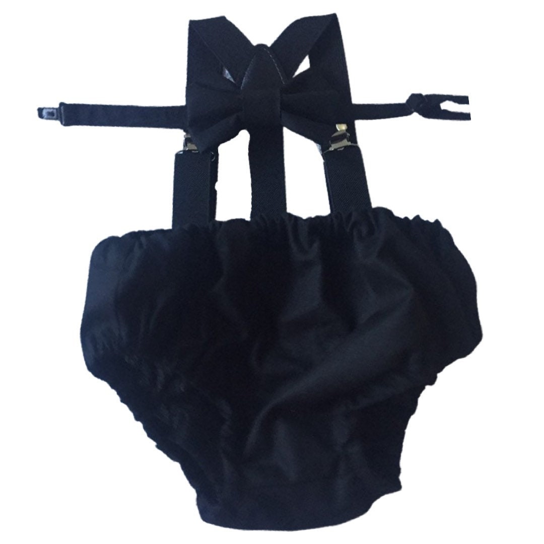 Cake Smash Boy First Birthday super soft black cotton Diaper Cover,black Suspenders,black bow tie, Birthday Photoshoot