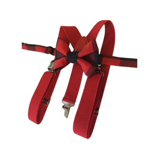 Christmas Bow Tie & Suspenders Set- Kids Babies Toddler Baby - Plaid - Red Green - Santa Tree - Little Boy Suspenders Cake Smash Suspenders