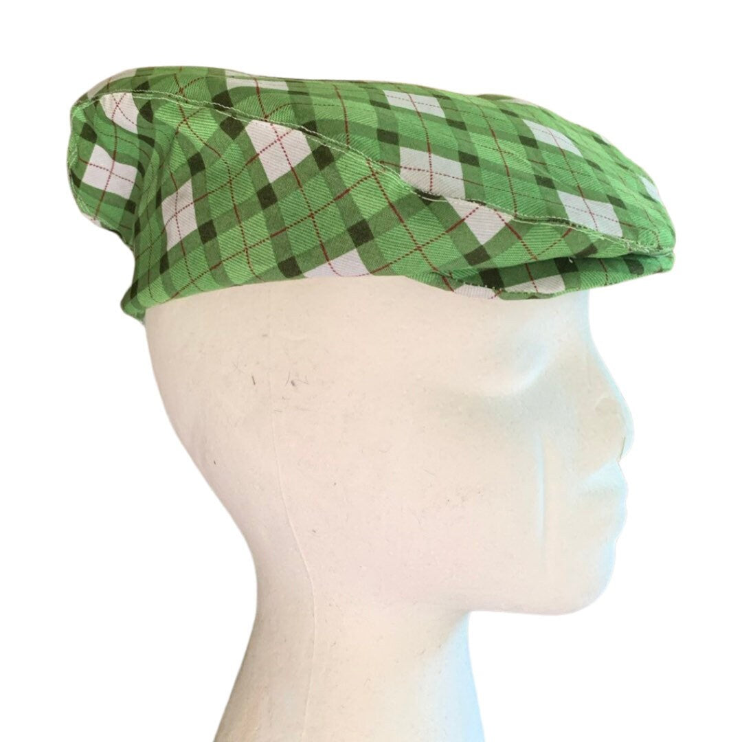 Argyle Green Linen Summer Flat Cap, Peaky Blinders Hat, Baker Boy Leather Hat,Irish flat cap, Gatsby Hat, Summer Men Hat, Christmas flat cap