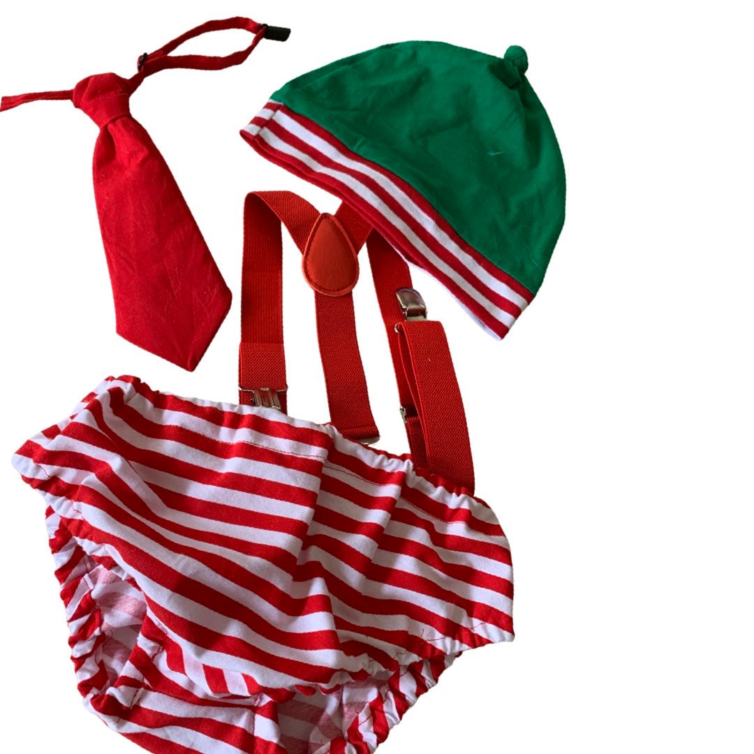 boy Cake Smash Outfit, Christmas Cake Smash Outfit, Red and Green Cake Smash, December Birthday, Boys 1st Birthday, elf cake smash