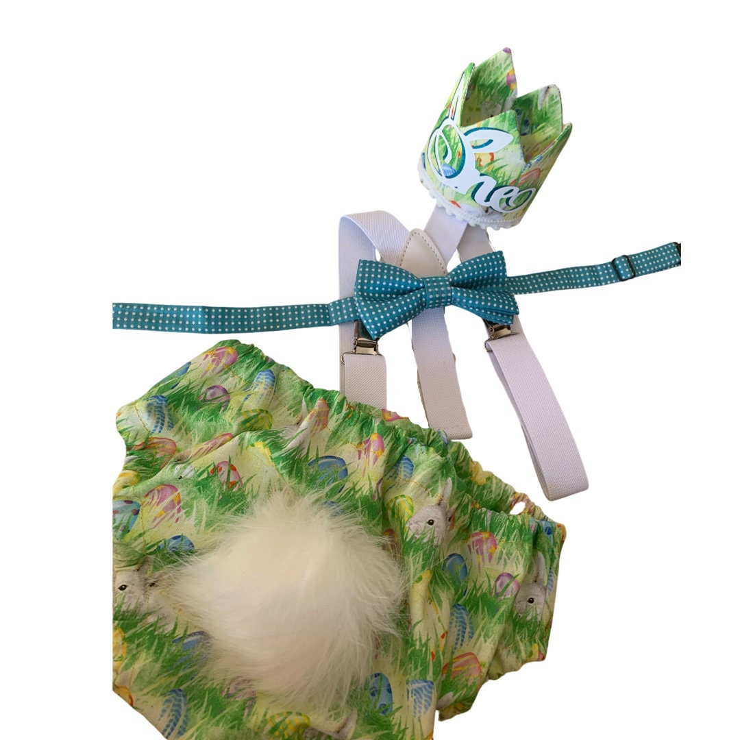 Easter Cake Smash Outfit - boy cake smash outfit- bunny cake smash outfit- Easter bloomers - some bunny is one - Easter boy outfit - first