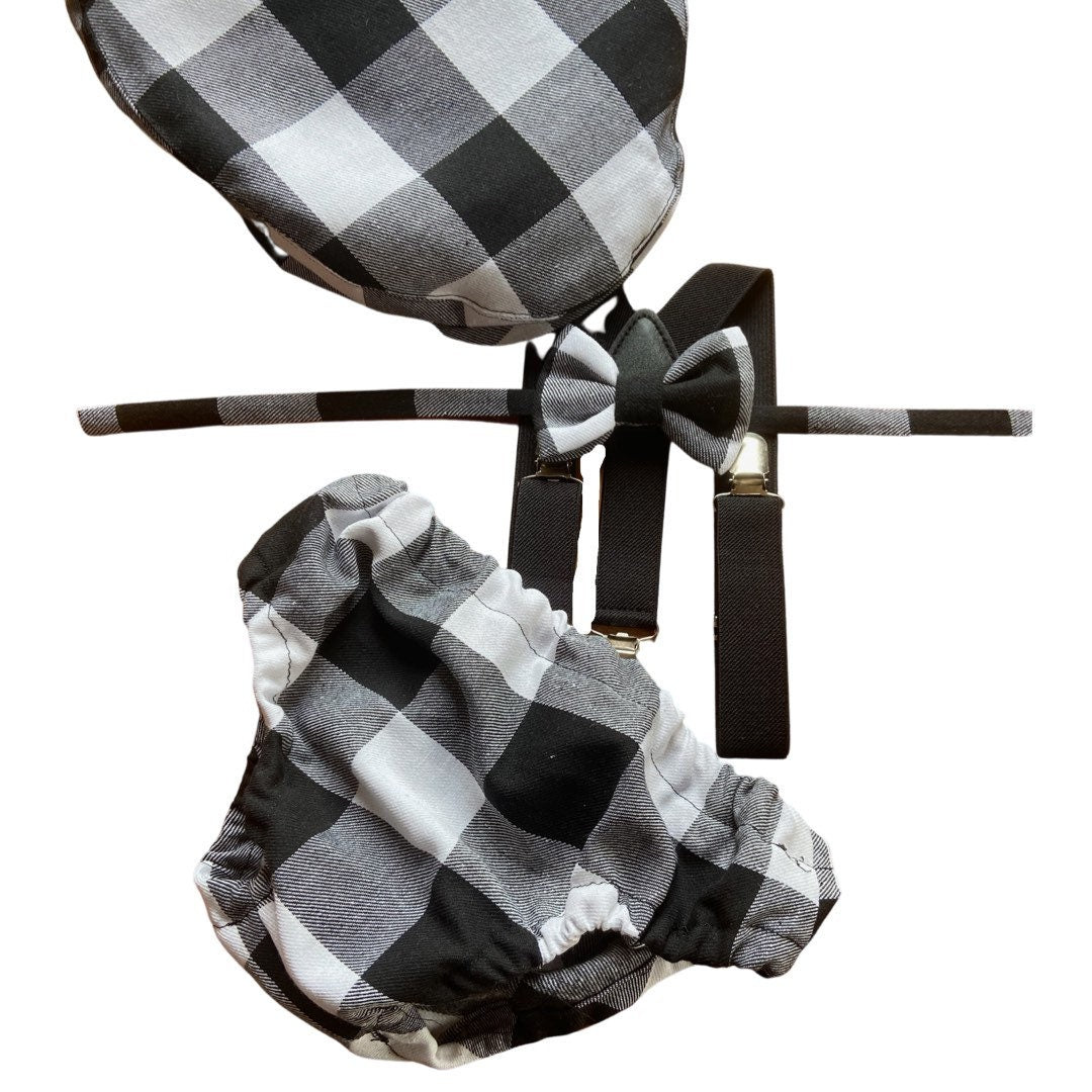 First Birthday Cake Smash Outfit Racing car White Black plaid racing Car checkered Diaper Cover bow Tie for Baby Boy halloween cake smash