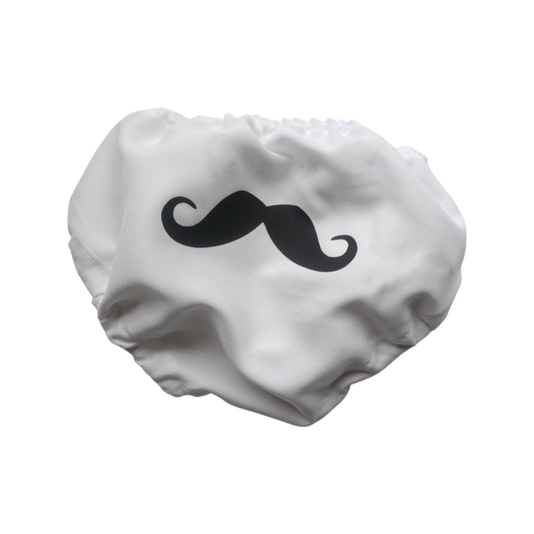 Black & White Moustache 1 Piece Cake Smash Bloomer - First Birthday Mr Onederful Cake Smash Boy Bloomer, moustache Diaper Cover, little man