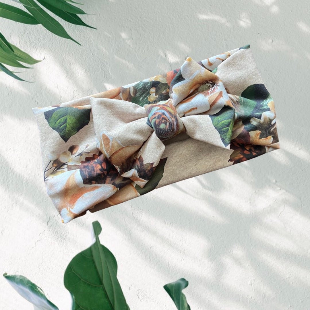 Summer Floral Print Cotton Bow Headband for Baby girls | Big Bow Headband, Summer Hair accessories for babies, floral headband, baby bows