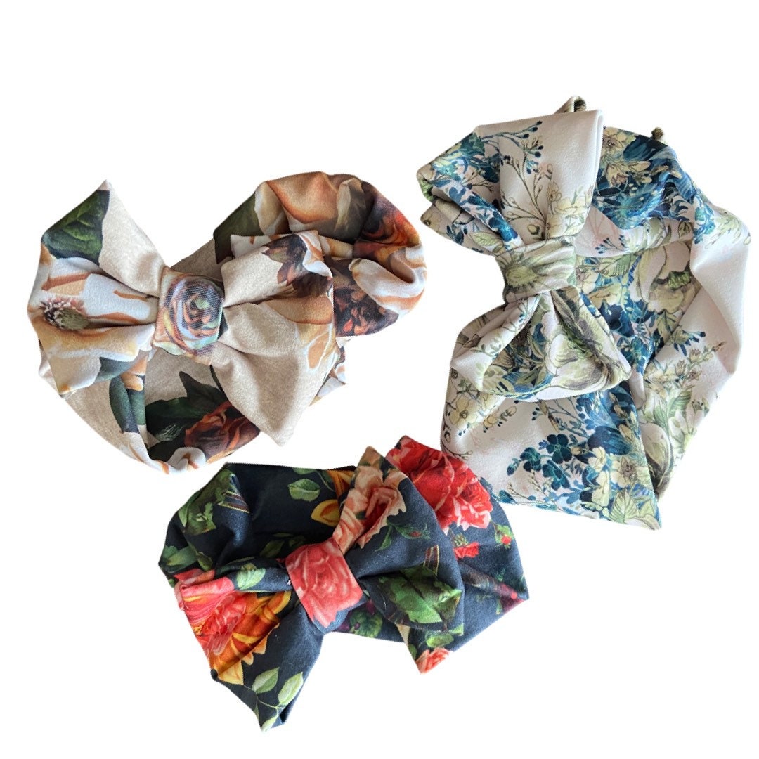 Summer Floral Print Cotton Bow Headband for Baby girls | Big Bow Headband, Summer Hair accessories for babies, floral headband, baby bows
