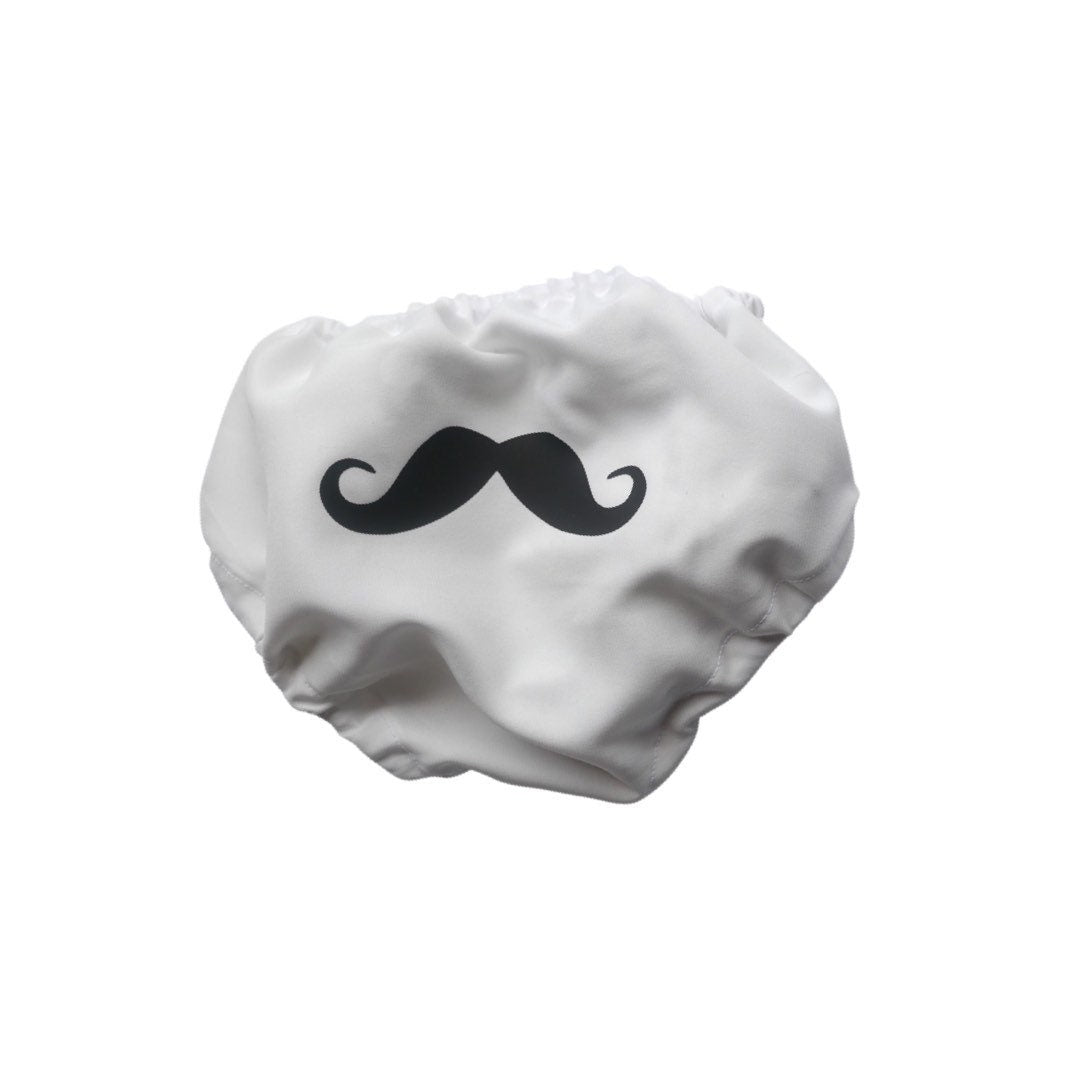 Black & White Moustache 1 Piece Cake Smash Bloomer - First Birthday Mr Onederful Cake Smash Boy Bloomer, moustache Diaper Cover, little man