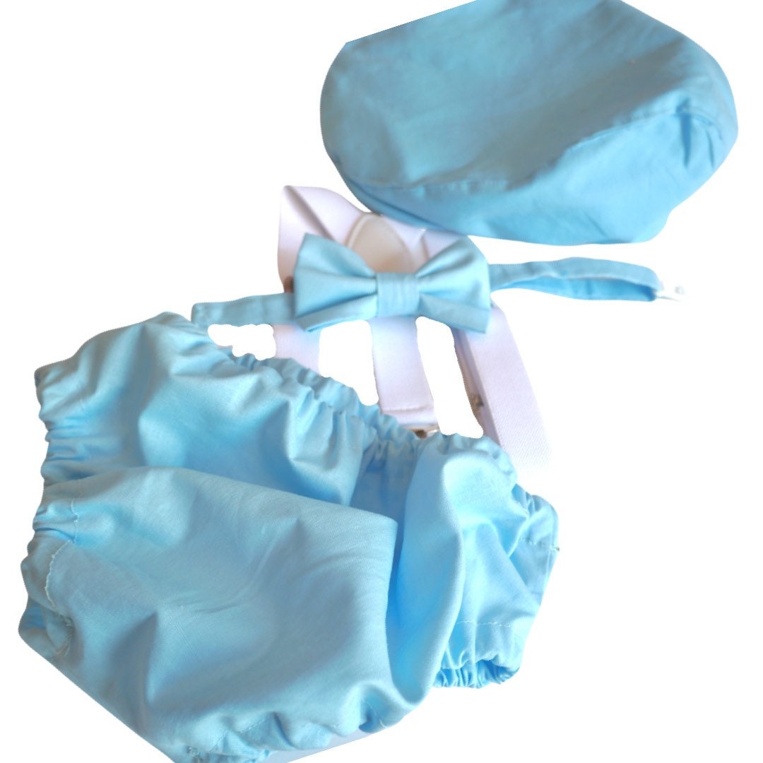 Adorable Boys Cake Smash Outfit - Blue Cotton Set with Shorts, Bow, Braces, and Party Hat. Perfect 1st Birthday Attire! Shop now. #BabyBoy