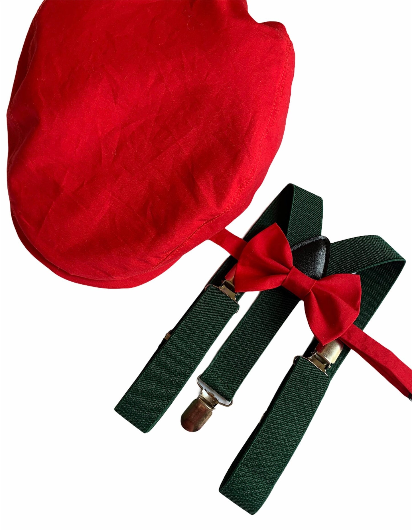Red Flat Cap, Red Newsboy Hat, Birthday Boy Red Hat, Man Red Flat Cap Hat Gift, Christmas bow tie, red cap and bow tie, christams hat bowtie