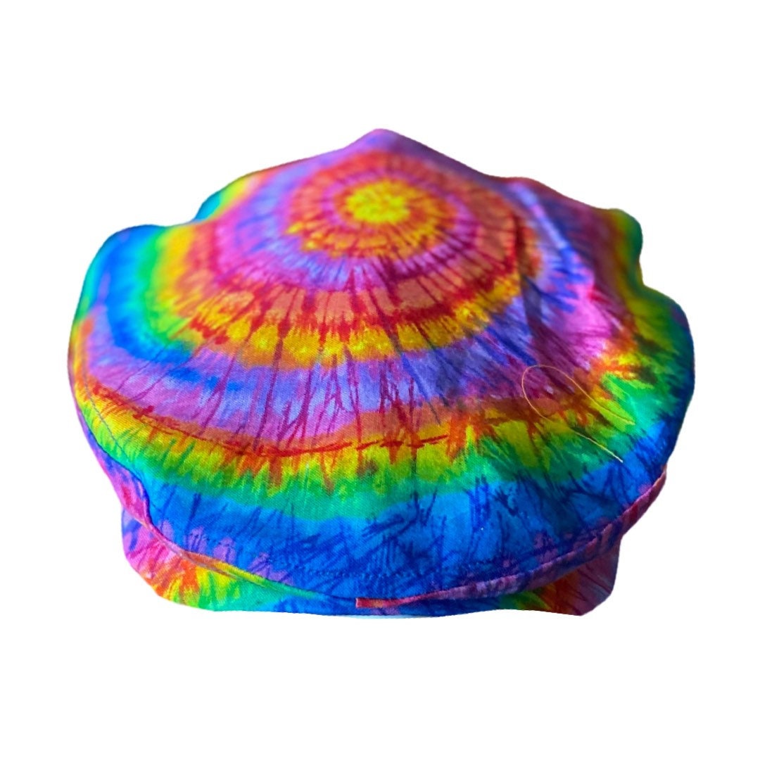 Handmade Tie Dye Flatcap Gatsby Newsboy Rave Hat Rainbow Multi Colour Festival Tie dye flat cap