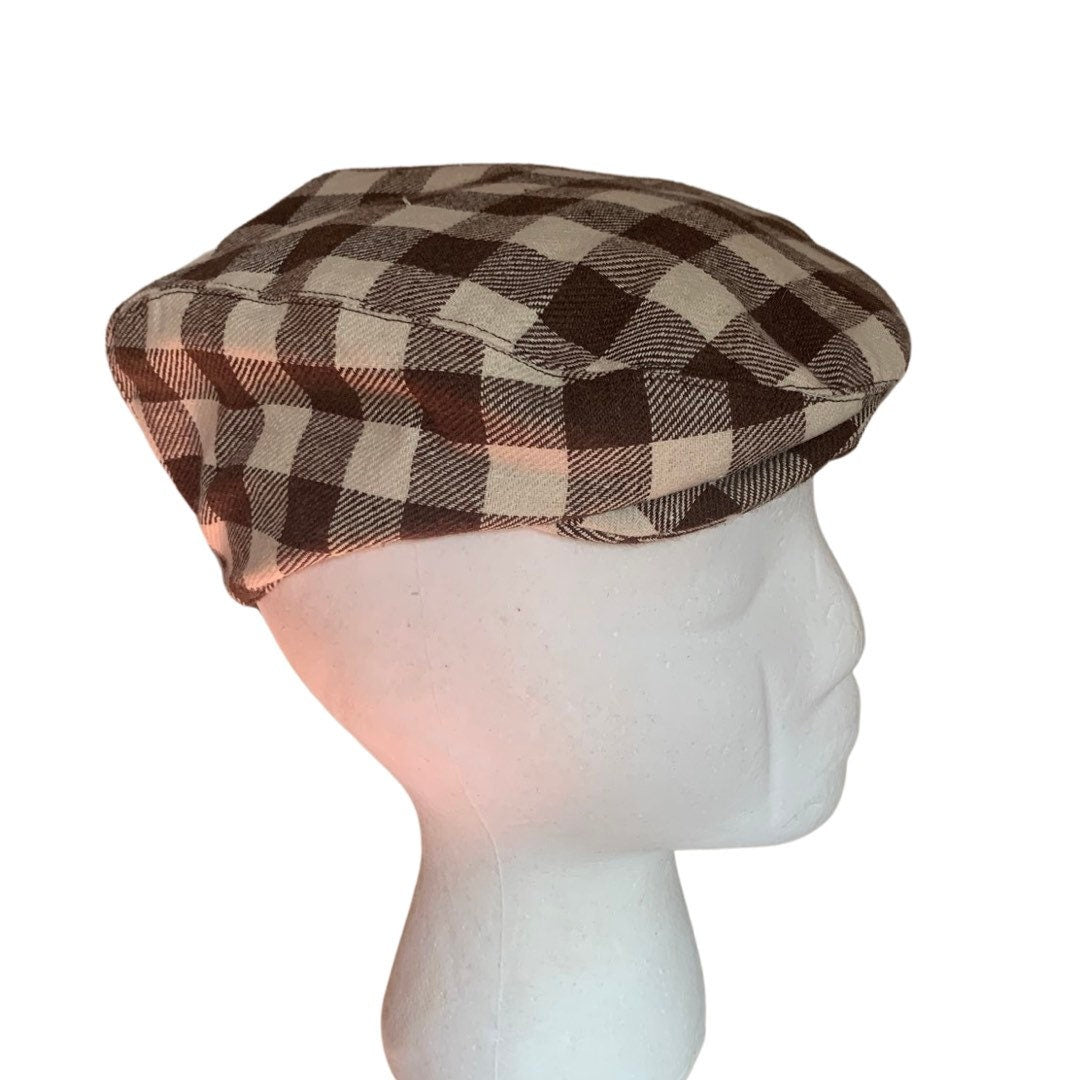 Vintage 1970’s check Flat Cap NewsBoy Cap Hat