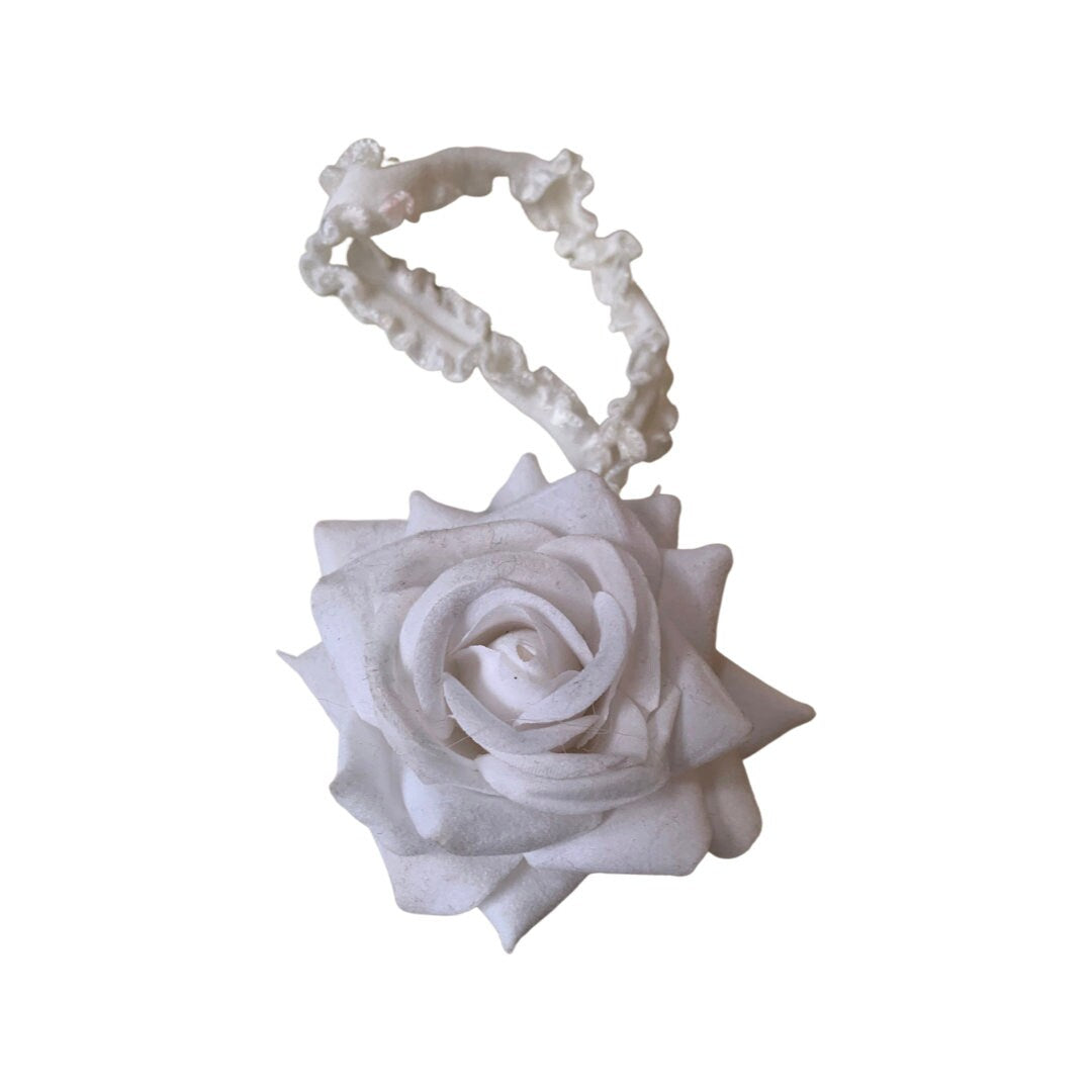 White Rose Headband, Baby Flower Headband, Newborn Headband, Flower Headband, Toddler Flower Headband, Infant Headband, Baby Gift