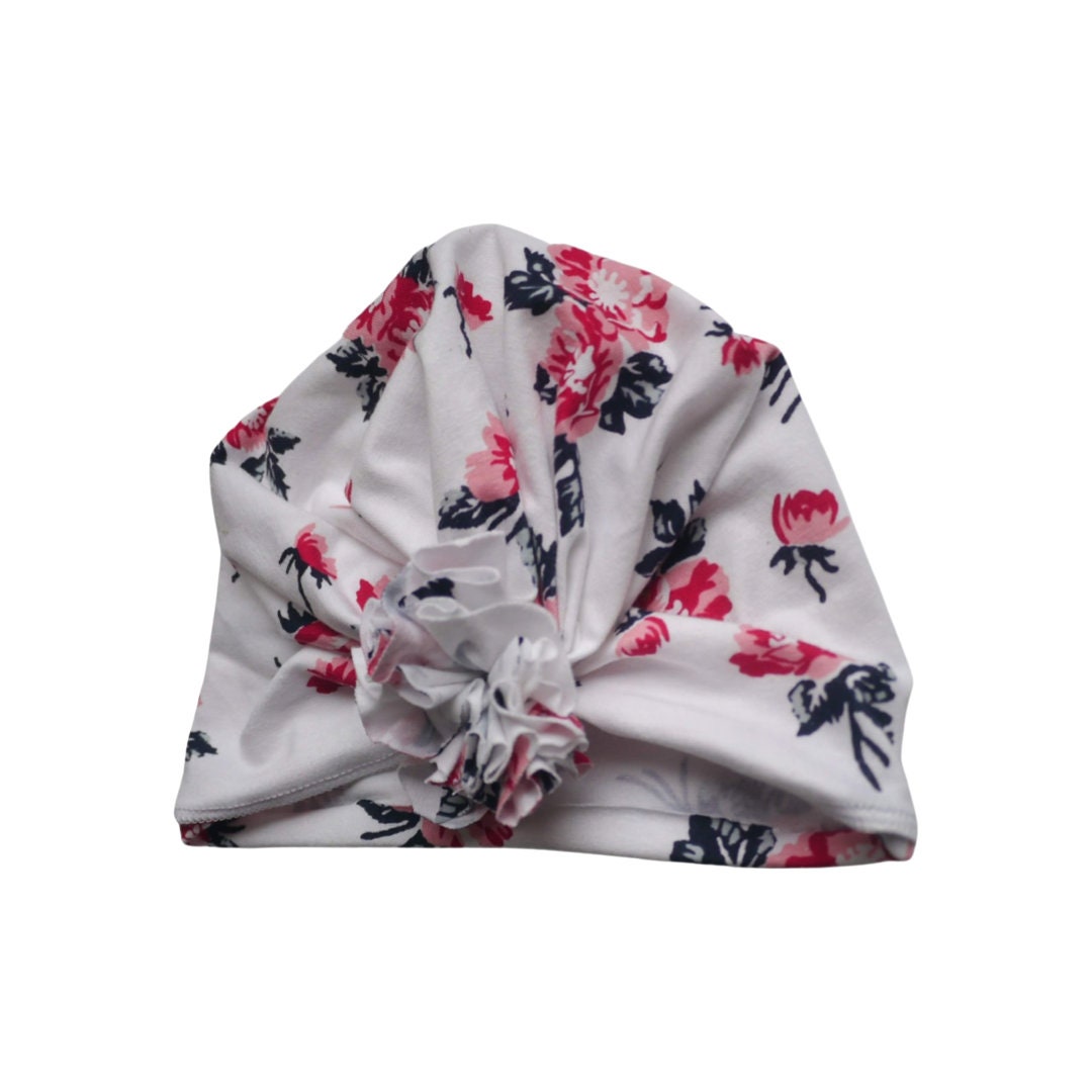 Soft Floral Baby Turban Ruffle Hat – Newborn & Infant Headwrap