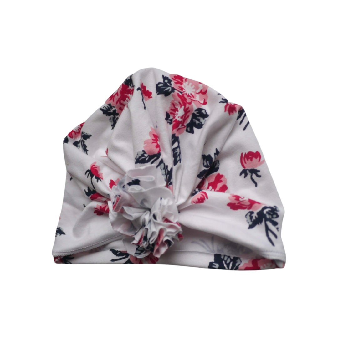 Soft Floral Baby Turban Ruffle Hat – Newborn & Infant Headwrap