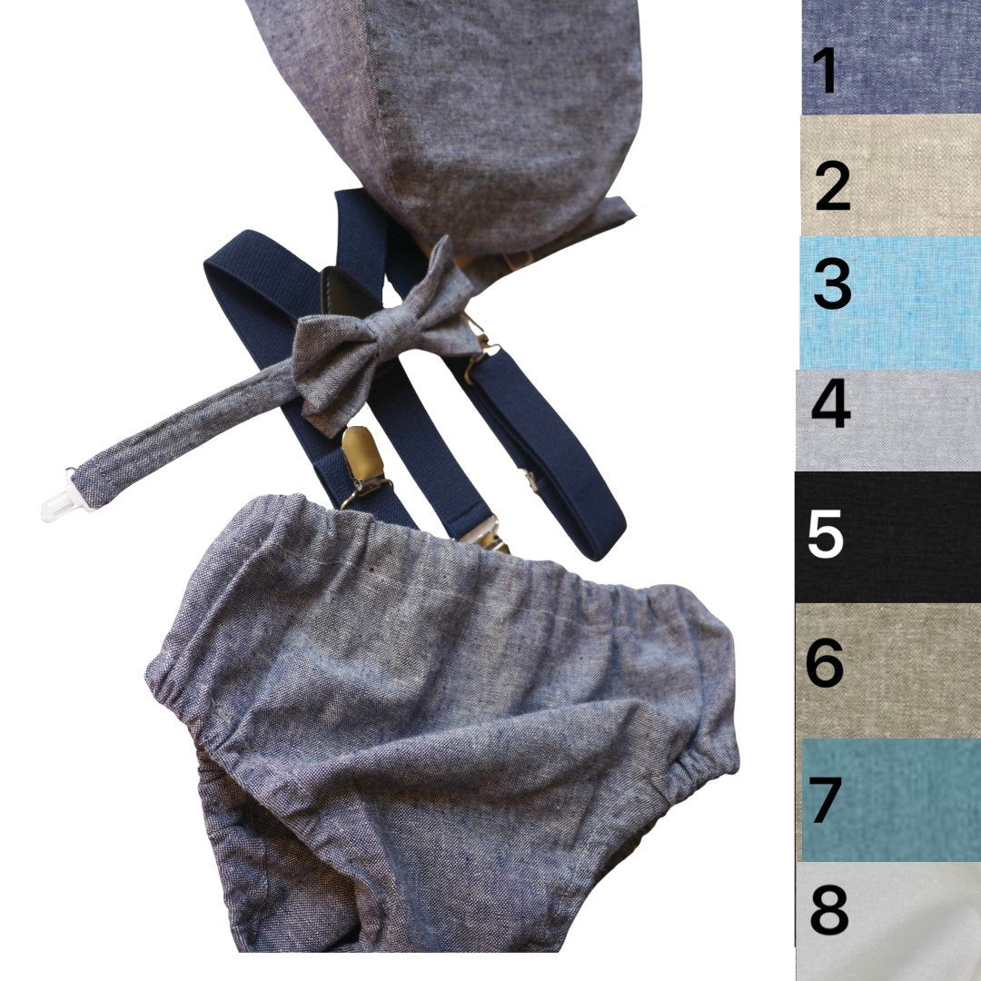 Light denim sitter set - baby boy photo prop - baby clothes - vintage style - flat cap - cake smash outfit