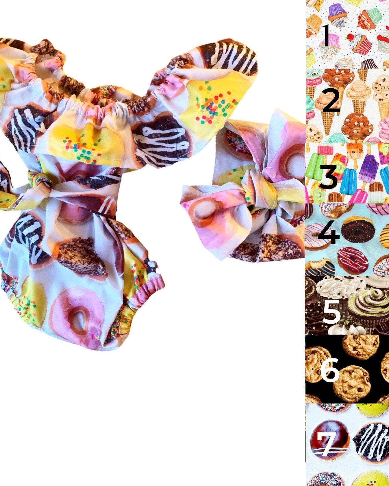 Donut romper, cake smash, doughnut romper, first birthday, romper, vintage style, tracked shipping USA and Canada