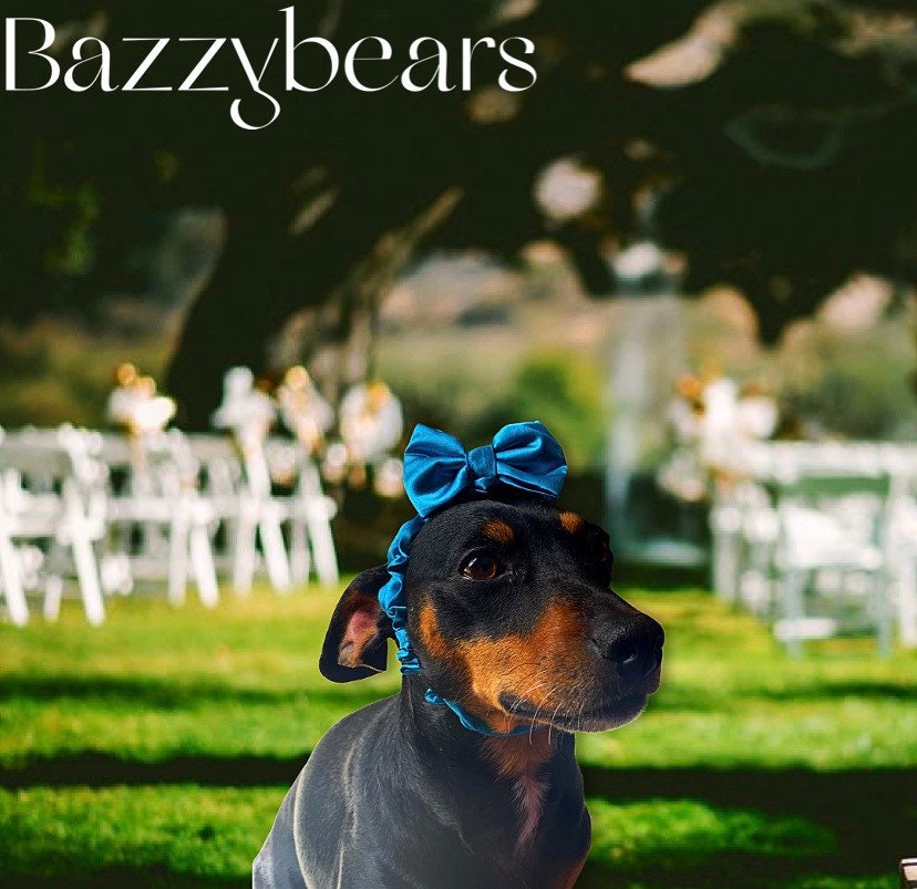 Dog bow headband, Dog Satin bow headband, Custom Made Choose Fabric and Bow Colour, Dog Wedding Attire, best dog, XS to XLBestseller