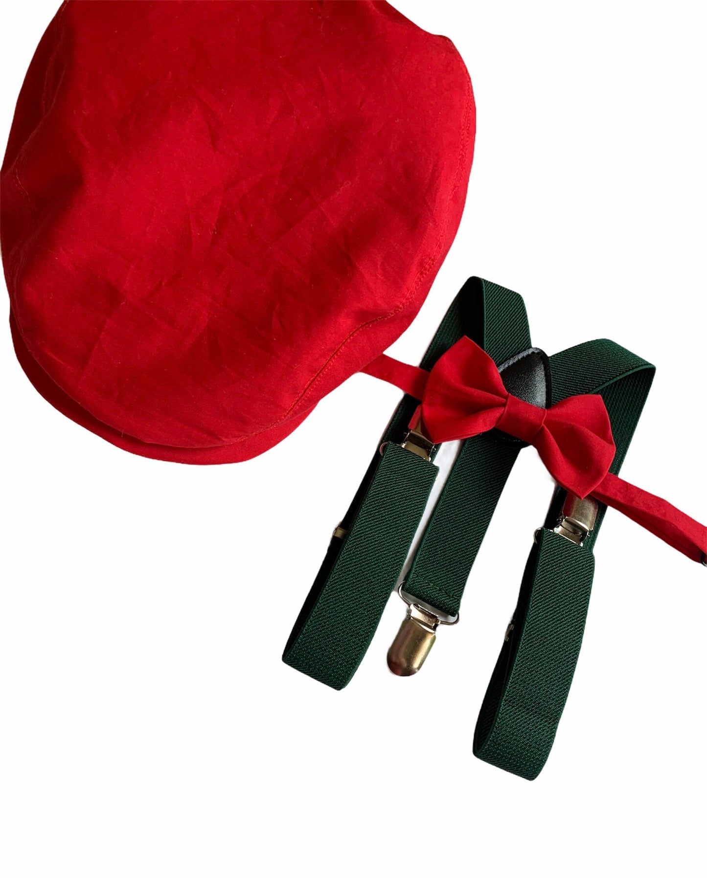 Red Flat Cap, Red Newsboy Hat, Birthday Boy Red Hat, Man Red Flat Cap Hat Gift, Christmas bow tie, red cap and bow tie, christams hat bowtie