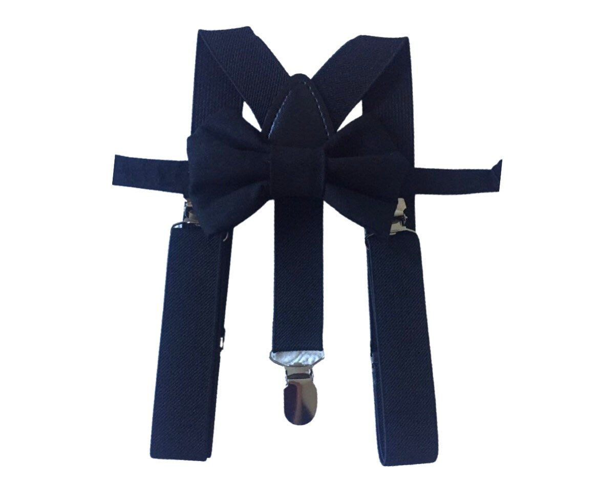 Black Bow Tie and Suspenders: Black Suspenders, Suspenders. Toddler Suspenders, Baby Suspenders, Boys Suspenders, Ring Bearer, Mens