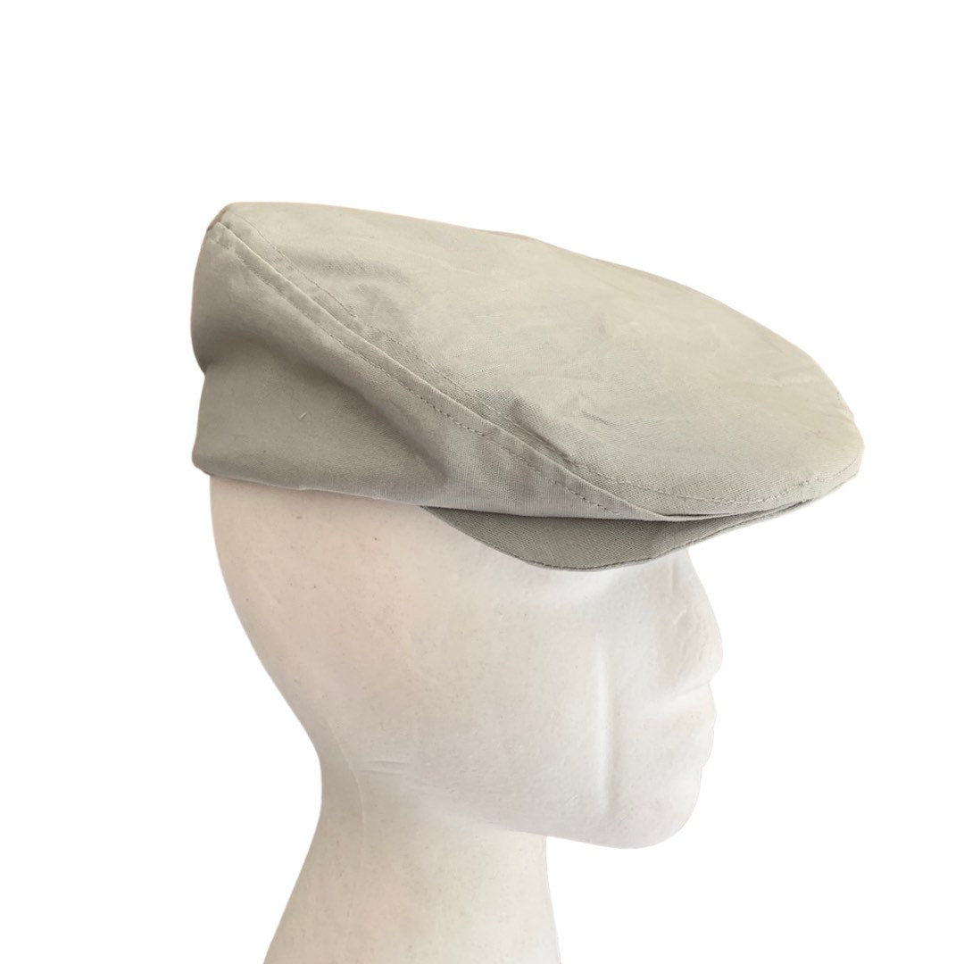 Summer linen men flat cap light grey.
