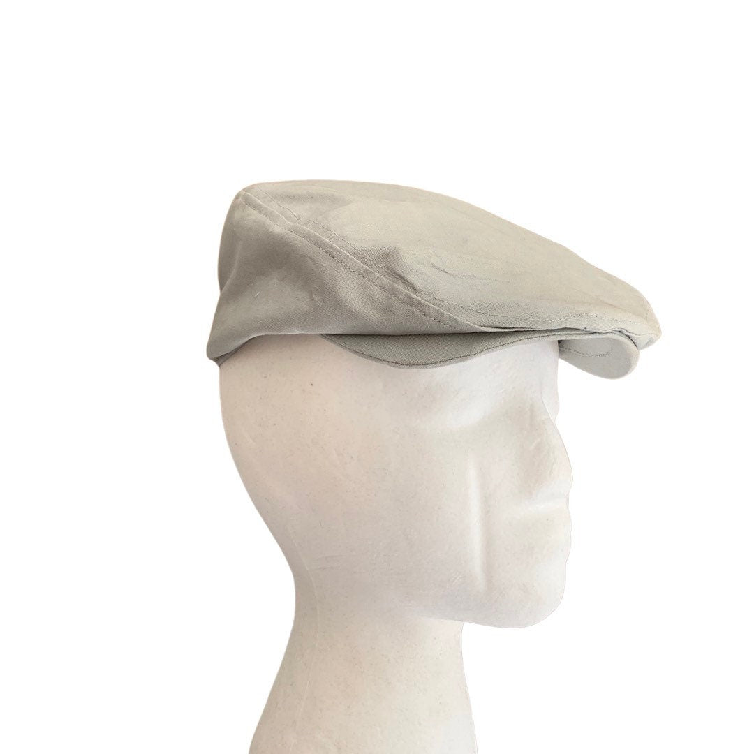 Summer linen men flat cap light grey.