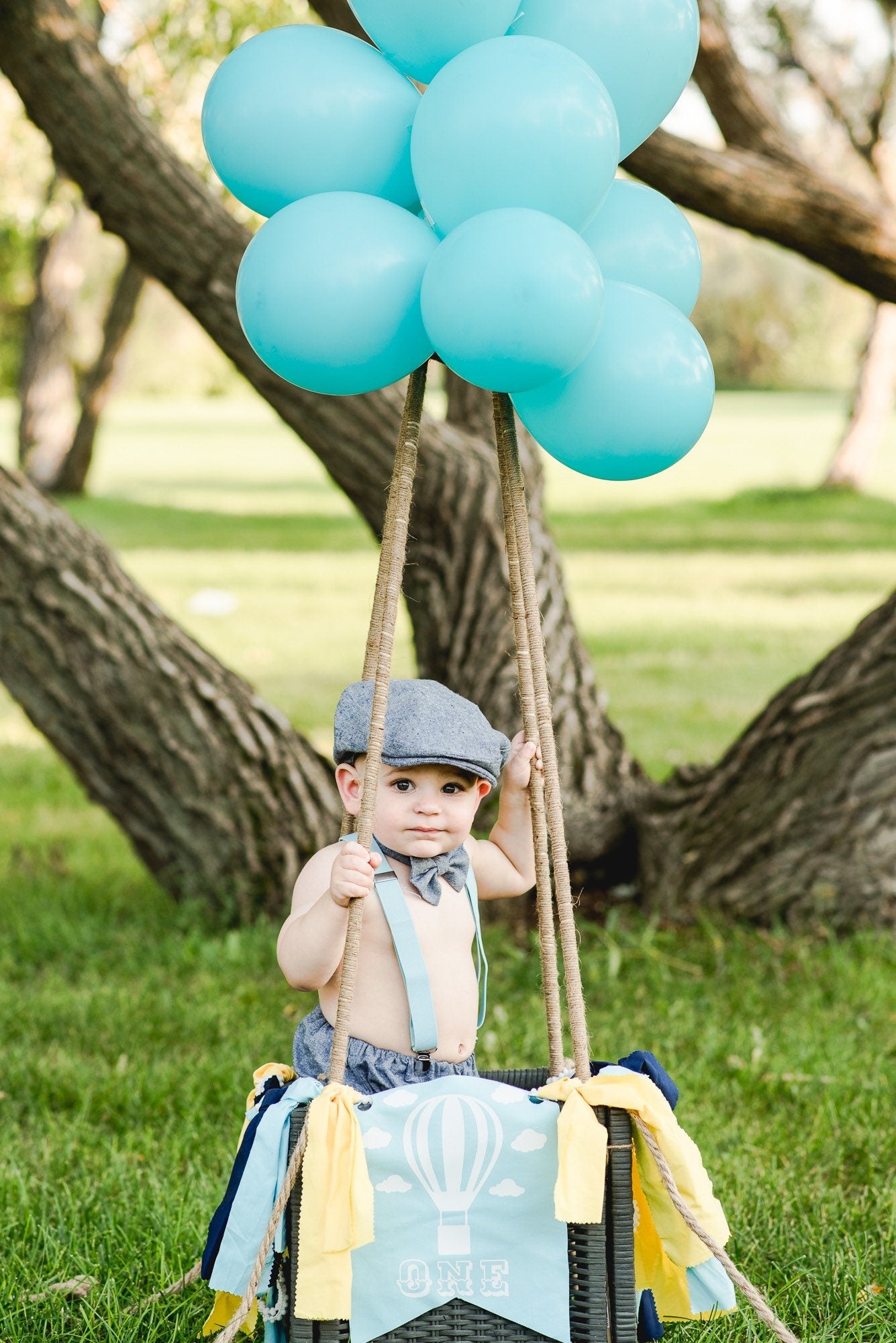 Light denim sitter set - baby boy photo prop - baby clothes - vintage style - flat cap - cake smash outfit