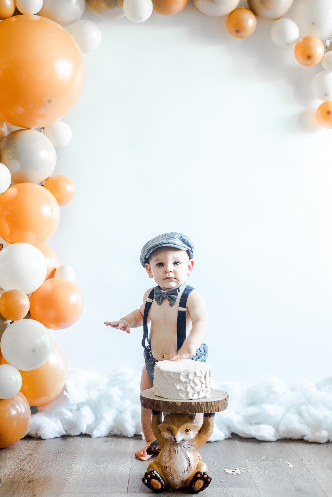 Light denim sitter set - baby boy photo prop - baby clothes - vintage style - flat cap - cake smash outfit