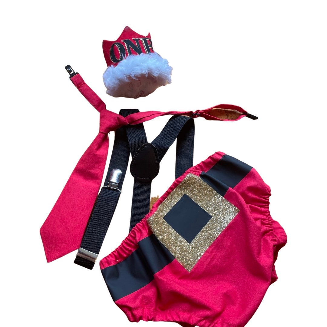 Christmas cake smash outfit, bowtie suspenders and diaper cover, Christmas 1st birthday outfit, boy christmas 1st birthday outfit