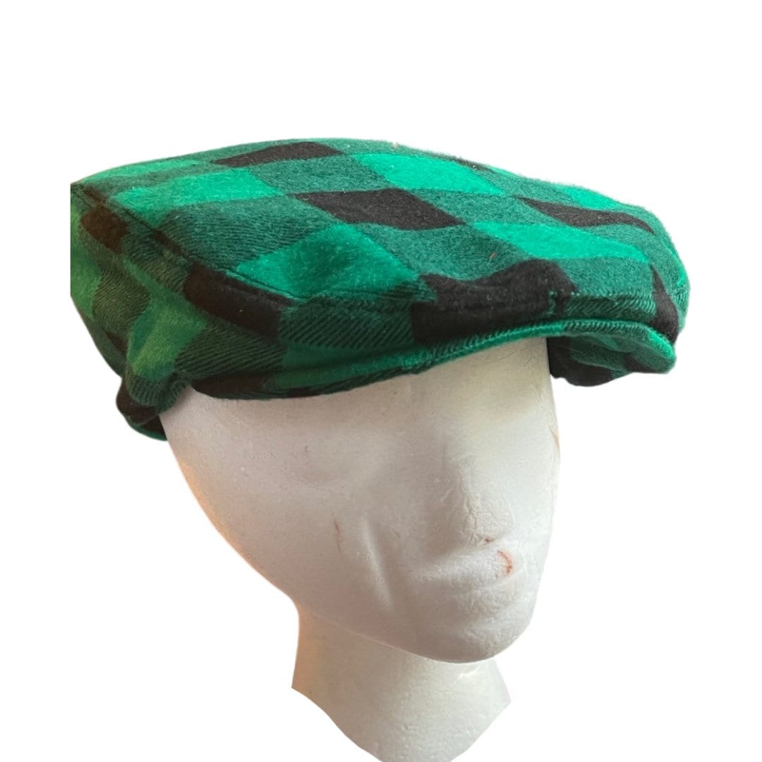 Green and Black Buffalo Check Flat Cap, Red Buffalo Plaid Newsboy Hat, Birthday Boy Buffalo Plaid Hat,Man Lumberjack Plaid Flat Cap Hat Gift