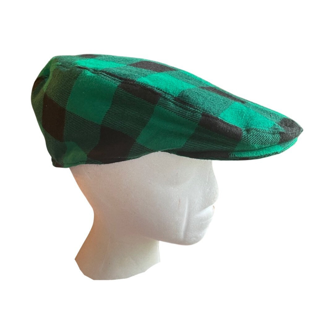 Green and Black Buffalo Check Flat Cap, Red Buffalo Plaid Newsboy Hat, Birthday Boy Buffalo Plaid Hat,Man Lumberjack Plaid Flat Cap Hat Gift