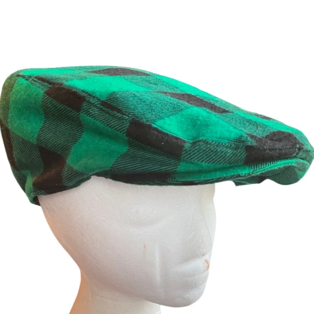 Green and Black Buffalo Check Flat Cap, Red Buffalo Plaid Newsboy Hat, Birthday Boy Buffalo Plaid Hat,Man Lumberjack Plaid Flat Cap Hat Gift