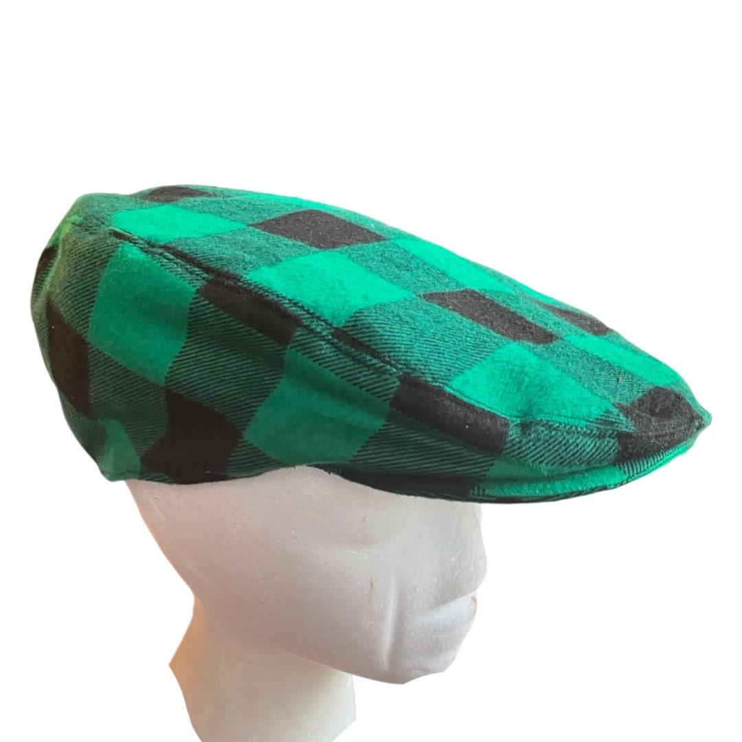 Green and Black Buffalo Check Flat Cap, Red Buffalo Plaid Newsboy Hat, Birthday Boy Buffalo Plaid Hat,Man Lumberjack Plaid Flat Cap Hat Gift