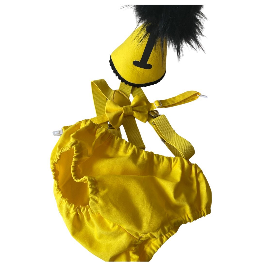 Baby Boy Yellow Cake Smash Outfit -- Baby Boy First Birthday Outfit Yellow and Black
